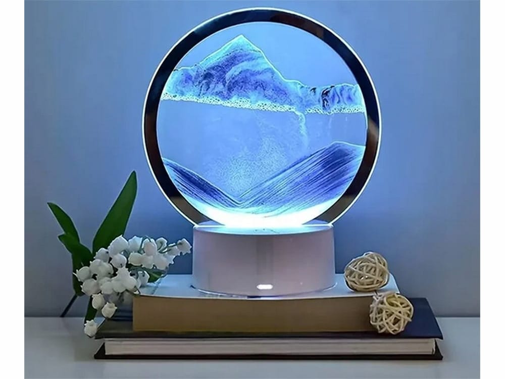 USB LED RGB 3D namizna steklena peščena slika 19cm modra 7 USB LED RGB 3D namizna steklena peščena slika 19cm modra - slika 5