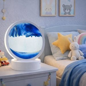 Alternative view of USB LED RGB 3D namizna steklena peščena slika 19cm modra