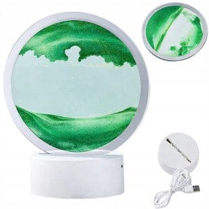 LEDsvet.si 33 USB LED RGB 3D namizna steklena peščena slika 19cm zelena