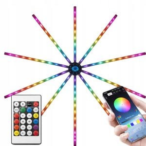 LEDsvet.si 19 USB LED RGB pametna samolepilna ognjemetna stenska svetilka APP daljinec 111cm
