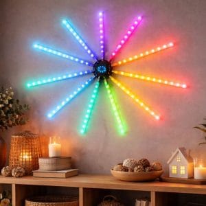 Alternative view of USB LED RGB pametna samolepilna ognjemetna stenska svetilka APP daljinec 111cm