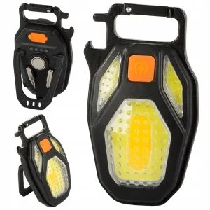 3v1 aku. COB LED svetilka obesek za ključe odpirač izvijač USB