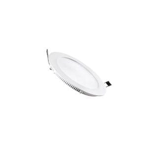 Vgradni okrogli LED panel nevtralno bele svetlobe na beli podlagi
