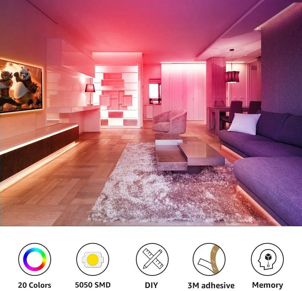 10m Set of LED strips RGB IP20 -2x5m 2 Two reels of LED strip with remote control and power supply included in the package