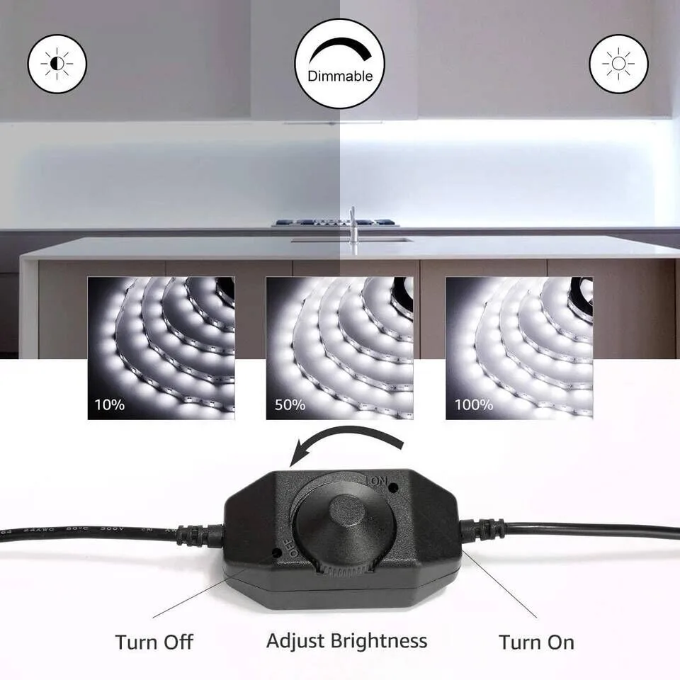 10m Set white 6000K LED strip IP20 + dimmer 2 Luminous LED strip in a reel with included power supply and dimmer