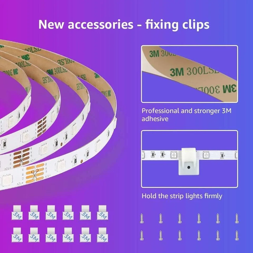 Conjunto de fita LED RGB IP15 -20x2m de 7,5m música 5 Dois rolos de fita LED RGB com controlador, fonte de alimentação e controle remoto.
