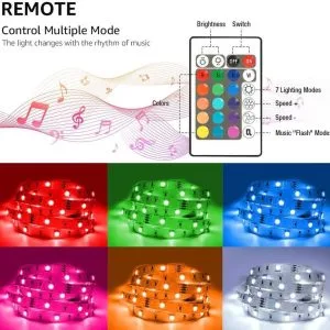 Set of LED strip 20m RGB IP20 - 2x10m music 10 Two rolls of LED strip with the controller and remote control turned on