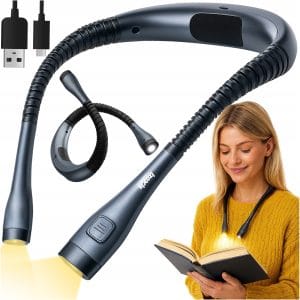 Črna nastavljiva LED COB bralna svetilka za vrat USB med uporabo za branje knjige