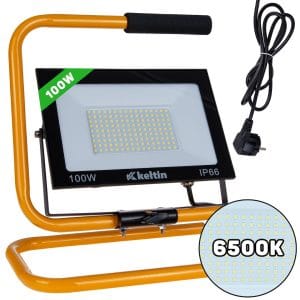 LEDsvet.si 63 Prenosni 100W SMD LED gradbeni reflektor 6500K s stabilnim rumenim stojalom