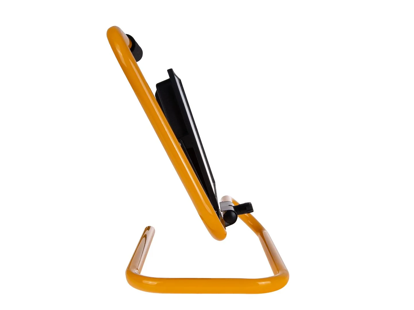 Projecteur LED portable noir pour chantier, avec support et poignée jaunes