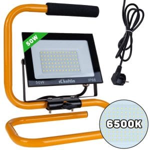 Prenosni 50W SMD LED gradbeni reflektor 6500K s stabilnim rumenim stojalom