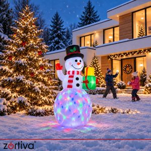 LED RGB napihljiv snežak z vgrajenim projektorjem in kompresorjem